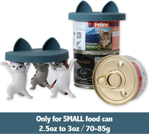 3 Pack Small Cat Food Can Lids, Silicone Covers for 3 oz & 2.5 oz Cat Food Cans, Dark Blue
