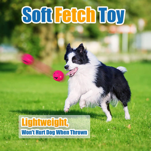 Squeaky Dog Toys 6pcs for Medium Dogs, Soft Latex Balls, Smile Dog Toys, Round Balls for Corgi, Border Collie