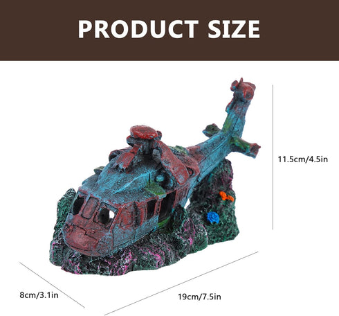 Fish Tank Landscaping Decoration, Airplane Wreck Resin Ornament, Fish Tank Shelter, Desk Topper Decor