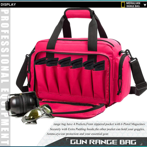 Tactical Gun Range Bag, Padded Shooting Range Duffle for Handguns, Pistols, and Ammo