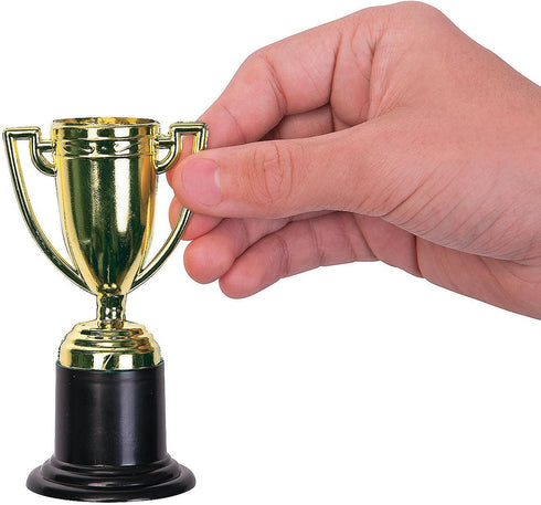 Small Plastic Gold Trophies Fun Express - Party and Event Supplies, Bulk Set of 24