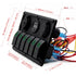 FXC 6 Gang Waterproof Marine Boat Rocker Switch Panel with Dual USB, Cigarette Lighter & Green LED Voltage Display