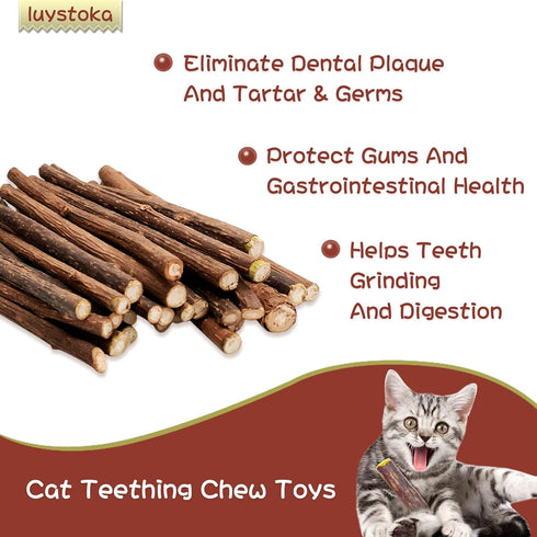 Silvervine Sticks for Cats, 30PCS Wooden Chew Toys, Matatabi Catnip Teething Toys for All Ages