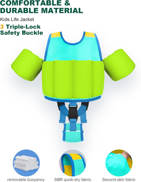 AEOCOO 1-2-3-5-7-9 20-30-50-70 Kids Pool Floaties Years Old, Toddler Swim Vest Pounds, Comfortable Extended Wear Kids