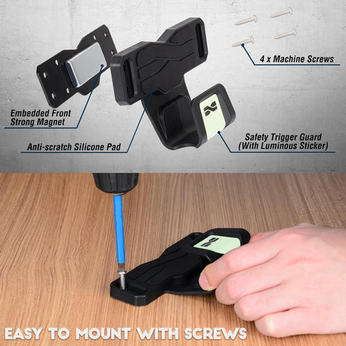 Adoreal Magnetic Gun Holder with Safety Trigger Guard Protection, Gun Mount for Car, Vehicle, Truck, Walls, Desks, Gun