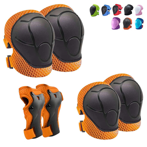 Knee Pads for Kids, Toddler Protective Gear Set, Elbow Pads and Knee Pads for Girls and Boys, 3 in 1, Orange M