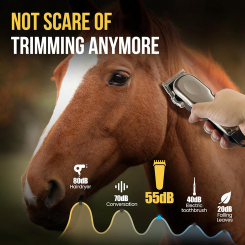 Ciphuoly 4 Horse Clippers Cordless Quiet, Professional Livestock Clippers with Guide Guards, Electric Rechargeable
