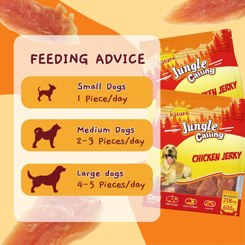 1.33lb Jungle Calling Jerky Dog Treats Made with Real Chicken Breast, Natural High Protein Healthy Snacks