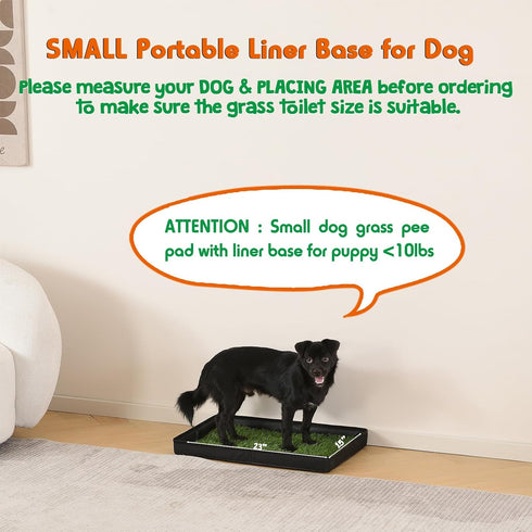 HQ4US 4LEGS (2315) 2 Dog Grass Pad with Foldable Dog Litter Box, Small Liner Base for Balcony, Artficial Grass Pee Pads