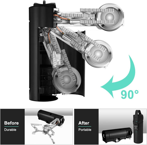 Odoland Portable Camping Stove, 1400W Gas Stove for Indoor Outdoor Cooking, Hiking, and Picnic.