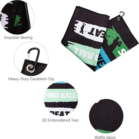 Funny Golf Towel - Printed Microfiber Towels with Clip, Golf Accessories for Men and Women