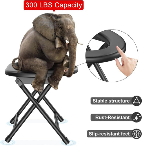 300LBS BLIKA Portable Toilet for Camping & Travel - Weight Capacity, Folding Toilet with Removable Plastic Ring