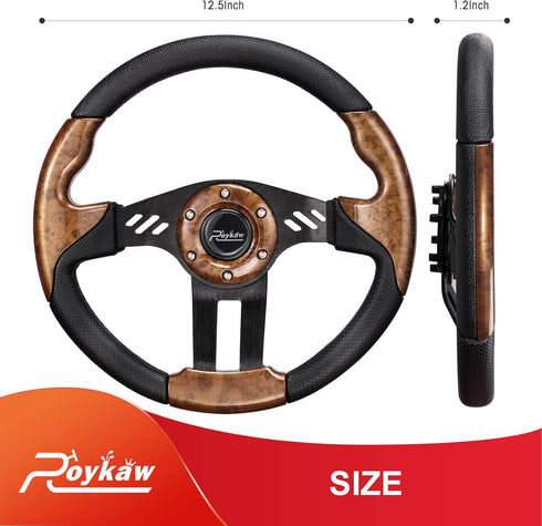 Roykaw Golf Cart Steering Wheel Compatible with EZGO TXT/RXV, Club Car DS/Precedent/Tempo, Yamaha and Most Golf Cart