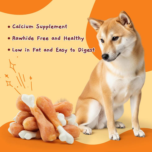 21.2 oz Jungle Calling Chewy Chicken Dog Treats Real Chicken Calcium Bone, Rawhide Free, Teeth Clean & Breath Fresh Dog