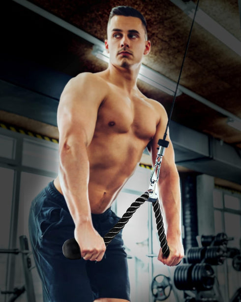 Tricep Rope Cable Attachment, 35" Pull Down Rope, Gym Equipment Cable Handles, Rope Attachment for Cable Machine