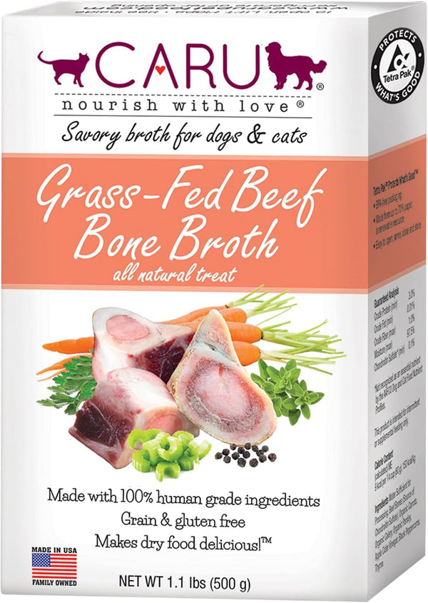 Caru Grass-Fed Beef Bone Broth for Dogs and Cats - 1.1 lbs, Moistens Dry Food or Pour Over Freeze Dried