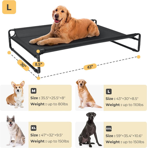 Veehoo Original Cooling Elevated Dog Bed, Portable Raised Cots Bed for Large Dogs, Washable Breathable Mesh, No-Slip