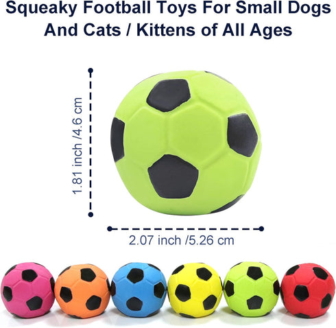 2'' Latex Squeaky Dog Soccer Ball Toys, Vibrant Colors, Dog Football Ball for Puppy Small Medium Dogs (6 Pcs/Set)