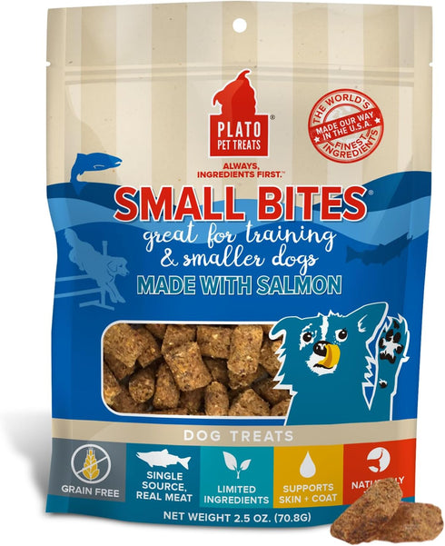 Plato Small Bites Salmon 2.5oz, Natural Dog Treats