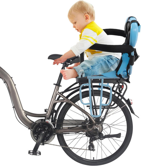 InnaMall Rear Child Bike Seat, Child Bicycle Carrier Portable Baby Safety Rear Seat with Soft Cushion Rear Child Bike