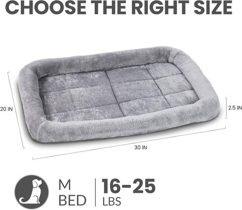 Patas Lague Bolster Dog Bed for Medium Dogs - 30''x20'' Soft Foam Dog Sofa Pet Bed, Machine Washable Crate Mat
