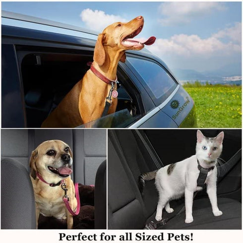 SunGrow Dog Seat Belt for Car - Adjustable Nylon Pet Seatbelt, Supports All Cars, for Dogs, Cats & Ferrets