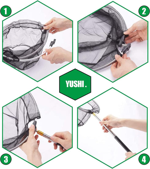 YSDSDAKA 75" 75 Inch Fishing Landing Net with Aluminum Telescoping Pole Long Handle,Rubber Coated Nylon Mesh