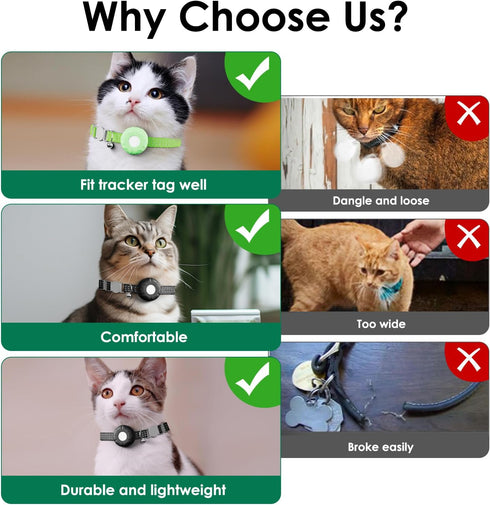 HONGTOP H Cat GPS Tracker for Cats, Waterproof Pet GPS Tracker with Safety Elastic Buckle, Compatible with Apple Find