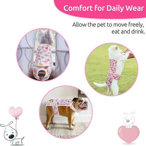 2 Pcs Dog Diaper Suspenders Female, Washable Dog Panties for Dogs in Heat with Cute Leopard Print, Escape Proof Dog