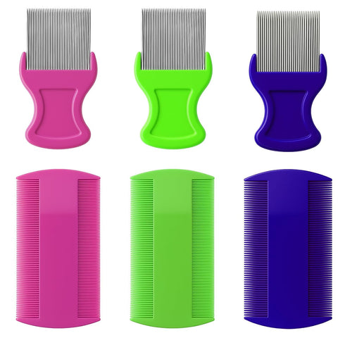 Attkryy 6-Piece Flea & Lice Comb Set for Pets, Double-Sided Grooming Combs for