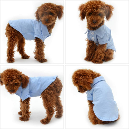 lovelonglong Basic Dog Polo Shirts, Premium Cotton, Sky-Blue XL for Large Medium Small Dogs