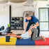 6 2 2 GYMAX Folding Gymnastics Mat, Tri-fold x x Exercise Mat with Carrying Handles, Waterproof PU Leather, Hook & Loop