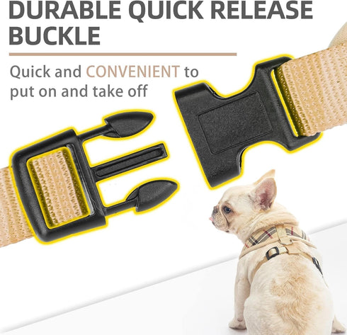 PUPTECK Soft Mesh Dog Harness and Leash Set, Comfort Padded Vest No Pull Harnesses for Pets, Beige, L.