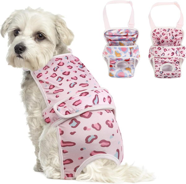 ASENKU 2 Pack Dog Diapers Female Dogs, Dog Suspenders Reusable Doggie Diapers