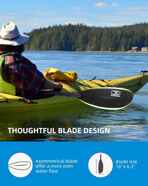 OCEANBROAD Adjustable Fishing Kayak Paddle - 94in/240cm to 102in/260cm Aluminum Alloy Shaft with Paddle Leash