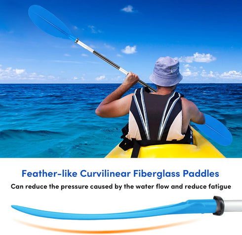 Kayak Paddles Adjustable 88in 4 Piece Oars for Adults with Paddle Leash, Canoe Water Sports