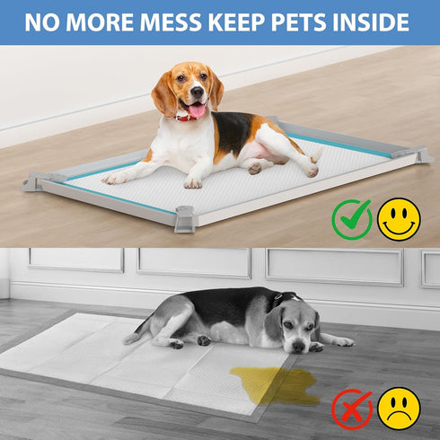 IMMCUTE 16" 24" 8 Pee Pad Holder, Soft Silicone Puppy Pad Holder Fits Up to x Pee Pads, Non-Slip High Edge Potty Pad