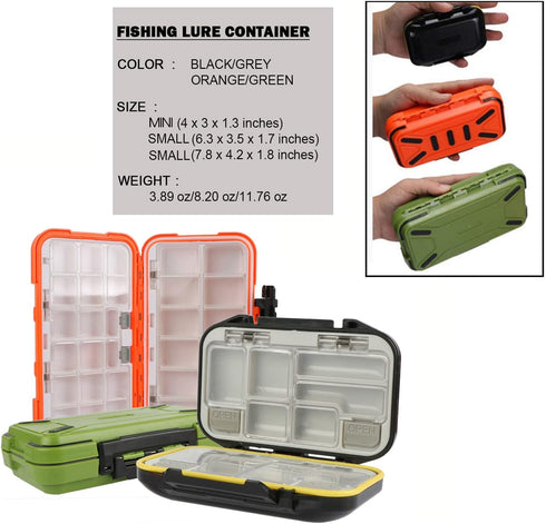 Goture Small Tackle Box, Waterproof Fishing Lure Storage Case - Orange SMALL 6.3'' X 3.5'' X 1.7''