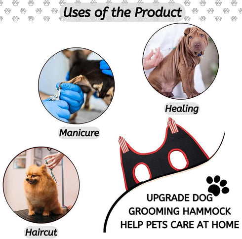 Pet Grooming Hammock - 13 PCS Grooming Kit for Cats & Dogs, Includes Nail Clippers, Scissors, and Steel Comb