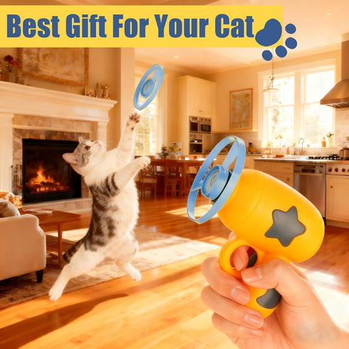 12 Set 3 6 Pcs Cat Fetch Toy with Red Spinning Tops Flying Discs Colorful Interactive Toys for Kitten Chasing Tracking