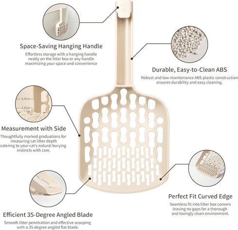 Lady N - Infinity Cat Litter Scoop, Easy Sifting with 8-Shaped Hole Design, Durable ABS Plastic