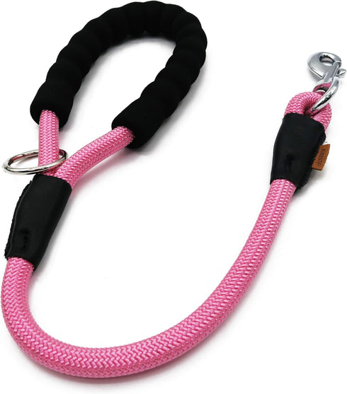 Braided Rope Dog Leash, Traction Walking Training Lead for Medium/Large Dogs (1/2", 2FT, Pink)