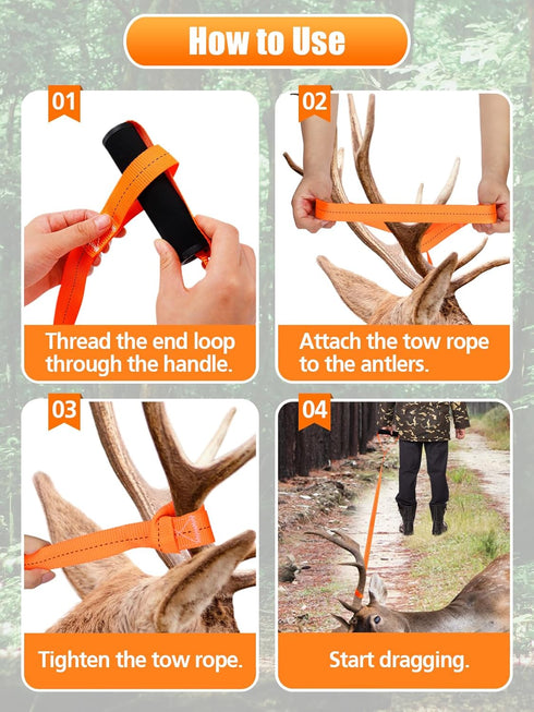 PAMASE 1700lbs Loadbearing Deer Drag Rope, Hunting Gear Strap for Men and Women, Sturdy Rope with Soft Handle