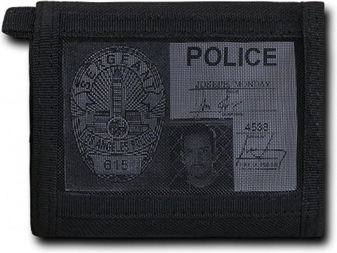 Rapdom Tactical Wallet, Thin Blue Line, Black, 4.75" x 3.5" x .75"