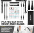 Pilates Bar Kit with Resistance Bands, Adjustable 3-Section Equipment for Home Workouts, Legs, Arms