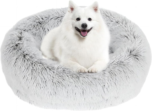 JOLLYVOGUE X-Large Calming Donut Dog Bed, Cozy Soft Cuddler Bed, Anti-Anxiety Washable Round Bed for X-Large Dogs (30")