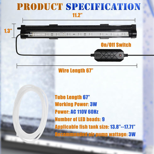 Smart App-Controlled LED Aquarium Light - 11.2'' Fish Tank Light with 16 Million Colors, 12 Dynamic Effects, Nano Air