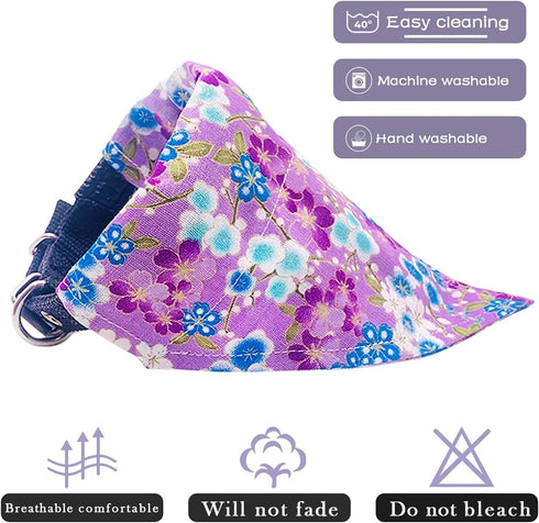 PET SHOW 4Pcs Small Dog Bandanas Slide on Collar Set, Washable Cherry Blossoms Accessories for Small Medium Dogs