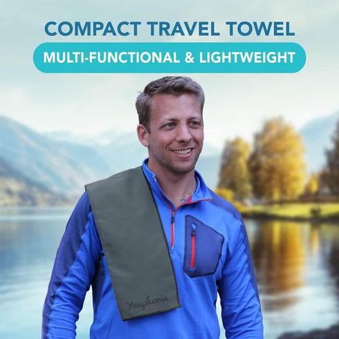 Youphoria Microfiber Travel Towel, Fast Drying Lightweight - Quick Dry Towel for Camping, Beach, Hiking