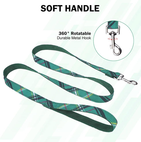 Small Dog Collar and Leash Set, Adjustable Pet Collar for XS S M Breeds, 5FT Nylon Dog Leash, Green M